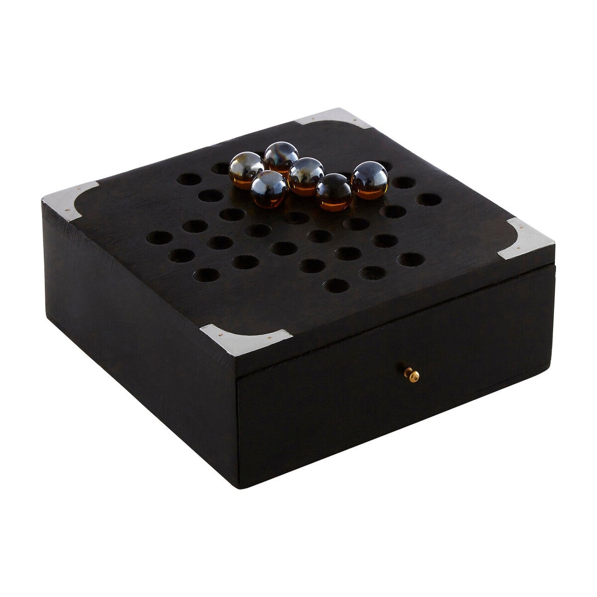 Churchill Games Black Sheesham Wood Solitaire Games Box