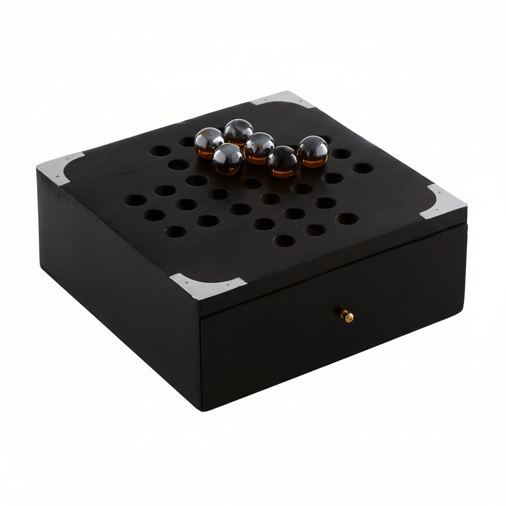 Churchill Games Black Sheesham Wood Solitaire Games Box