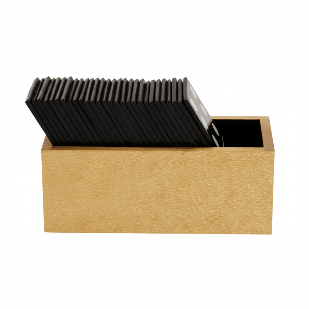Churchill Games Gold Domino Set with Black Dominoes