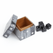 Churchill Games Grey Bone Dice Box with 5 Black Dice