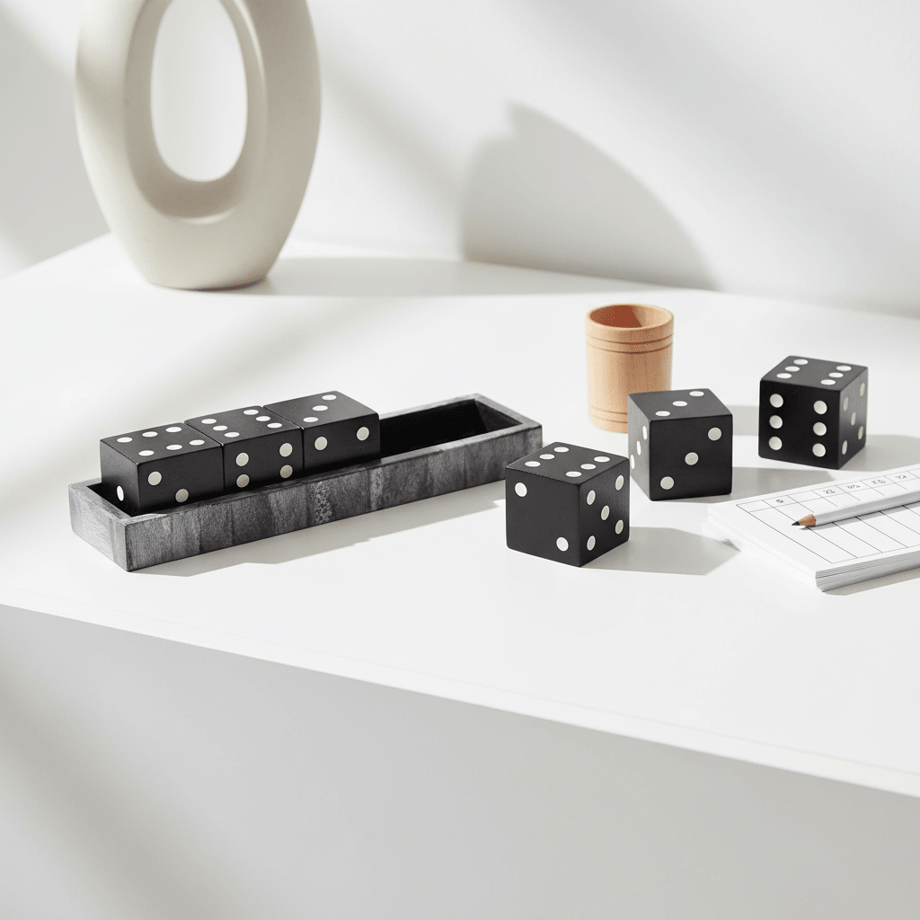 Churchill Games Grey Bone Dice Set with Black Dice