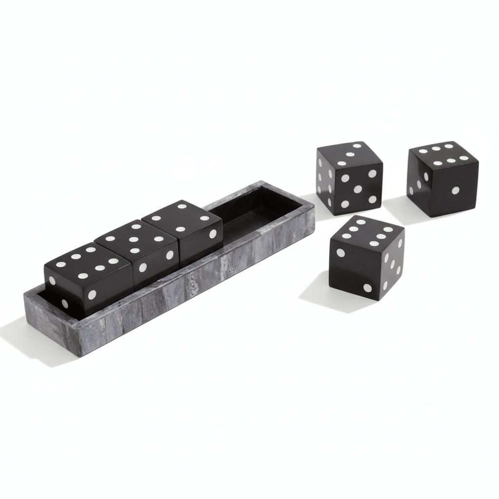 Churchill Games Grey Bone Dice Set with Black Dice