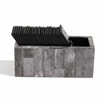 Churchill Games Grey Bone Domino Set with Black Dominoes