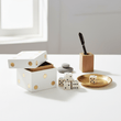 Churchill Games White and Gold Dice Box with Five White Dice
