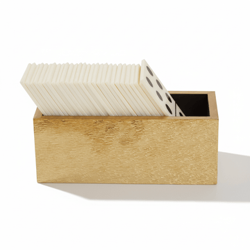 Churchill Games White and Gold Domino Set with White Dominoes