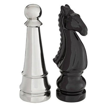 Churchill Set of 2 Black and Silver Chess Pieces