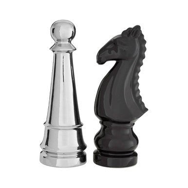 Churchill Set of 2 Black and Silver Chess Pieces