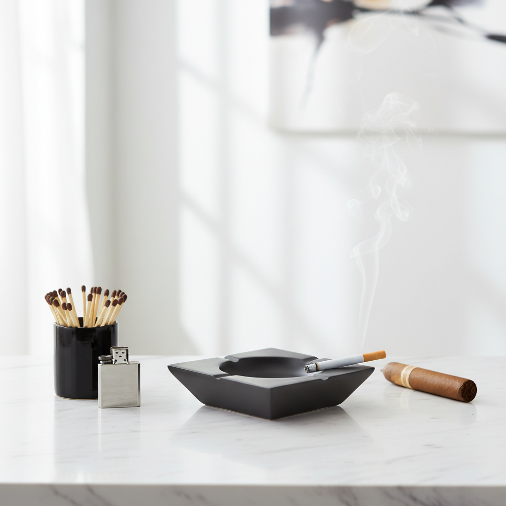 Churchill Black Nickel Finish Square Ashtray