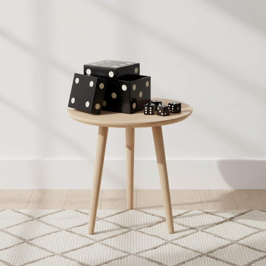 Churchill Games Black And White Dice Box With 5 Dice