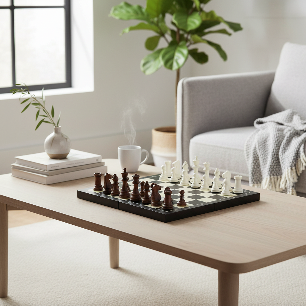 Churchill Games Black And White Foldable Chess Set