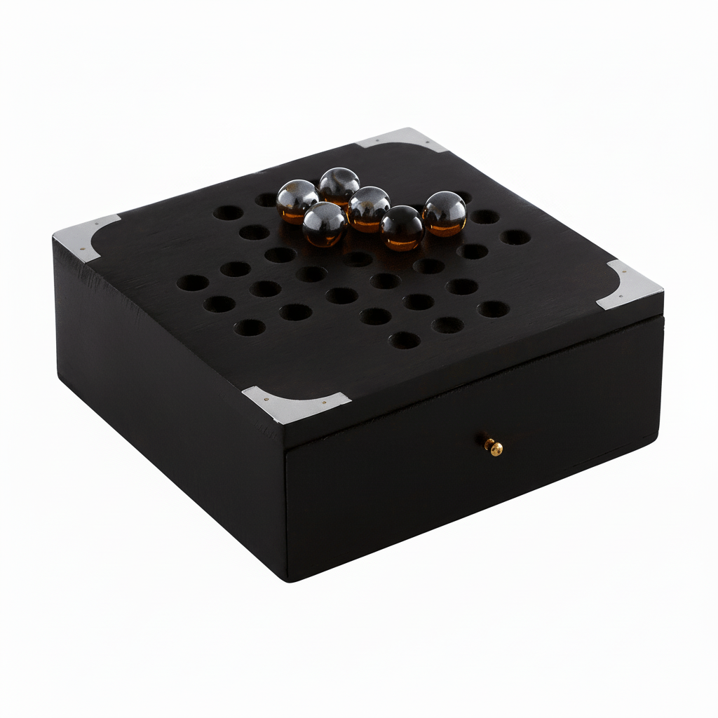 Churchill Games Black Sheesham Wood Solitaire Games Box