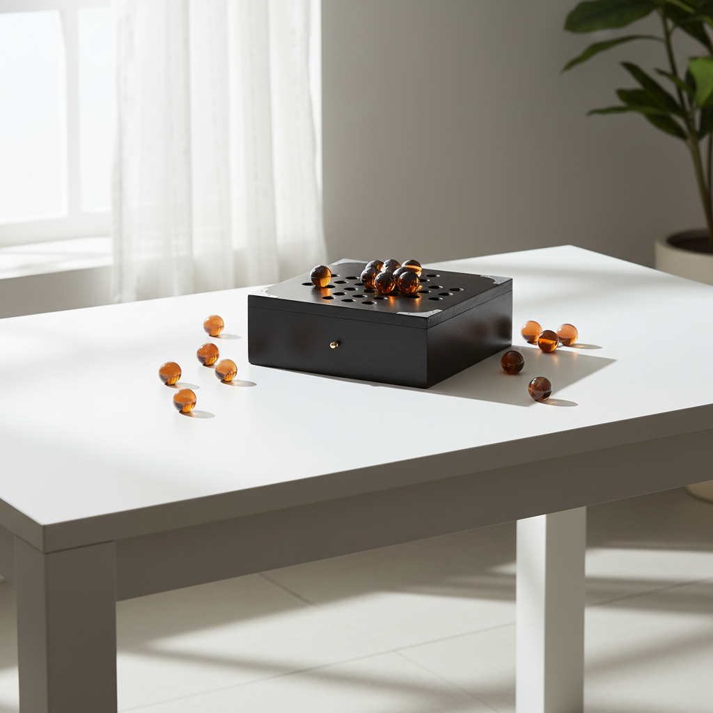 Churchill Games Black Sheesham Wood Solitaire Games Box