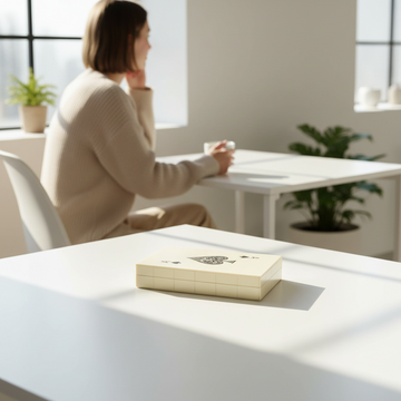 Churchill Games Cream and Black Double Card Box with Playing Cards