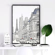 City Wall Art Paris Street Scenes with Eiffel Tower Line Drawing — piece 2 of 2 in the set