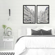 City Wall Art Paris Street Scenes with Eiffel Tower Line Drawing displayed on a wall in a styled room