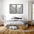 City Wall Art Paris Street Scenes with Eiffel Tower Line Drawing displayed on a wall in a styled room — view 2