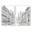 City Wall Art Paris Street Scenes with Eiffel Tower Line Drawing | Set of 2