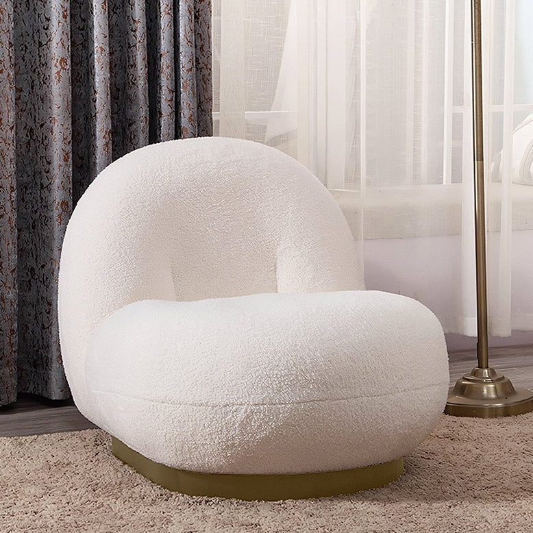 Classic Boucle Pacha Lounge Chair, Gold Base