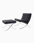 Classic Modern Barcelona Chair And Footstool, Black Leather