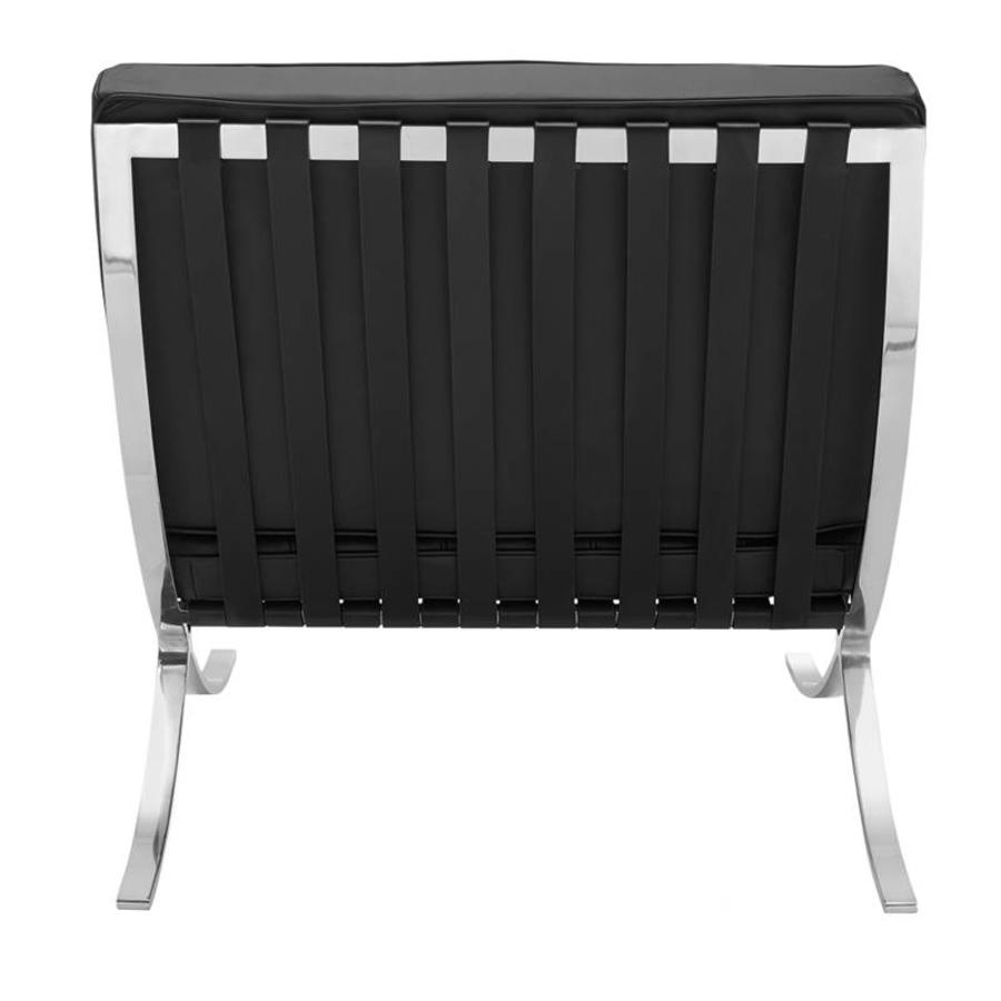 Classic Modern Barcelona Chair And Footstool, Black Leather