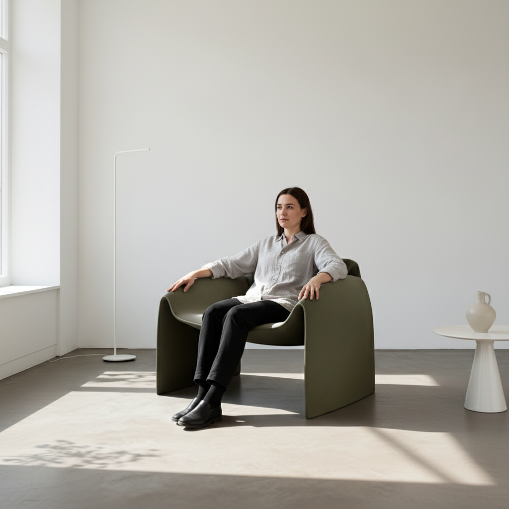 Classic Crab Armchair, Real Leather