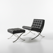 Classic Modern Barcelona Chair And Footstool, Black Leather