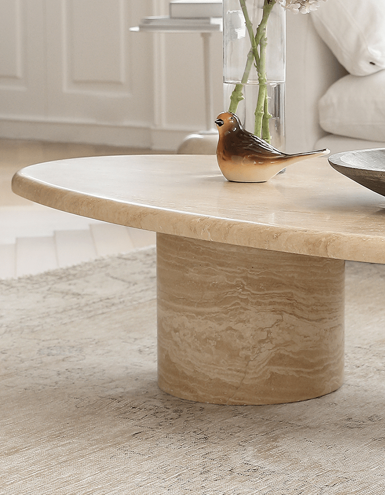 Clio Art Deco Coffee Table, Oval, Marble