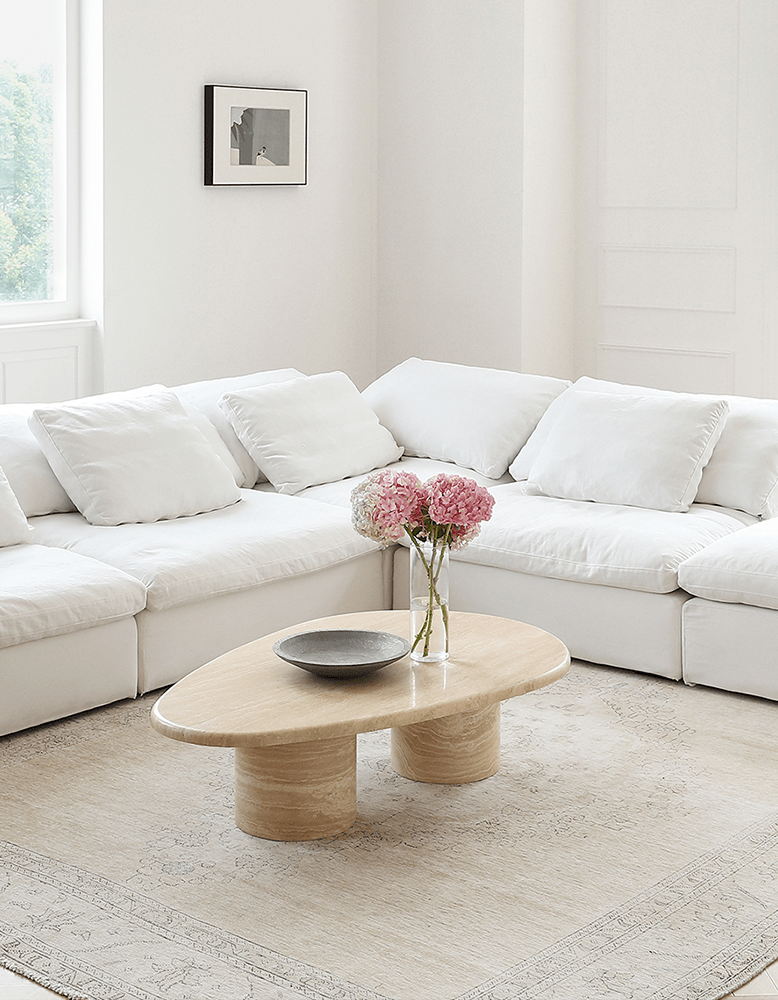 Clio Art Deco Coffee Table, Oval, Marble