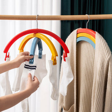 Clothes Rack Creative Rainbow Rotating Racks Multifunctional Three - layer Bed Sheet Drying Rack Clothes Hanger With Pants Clip