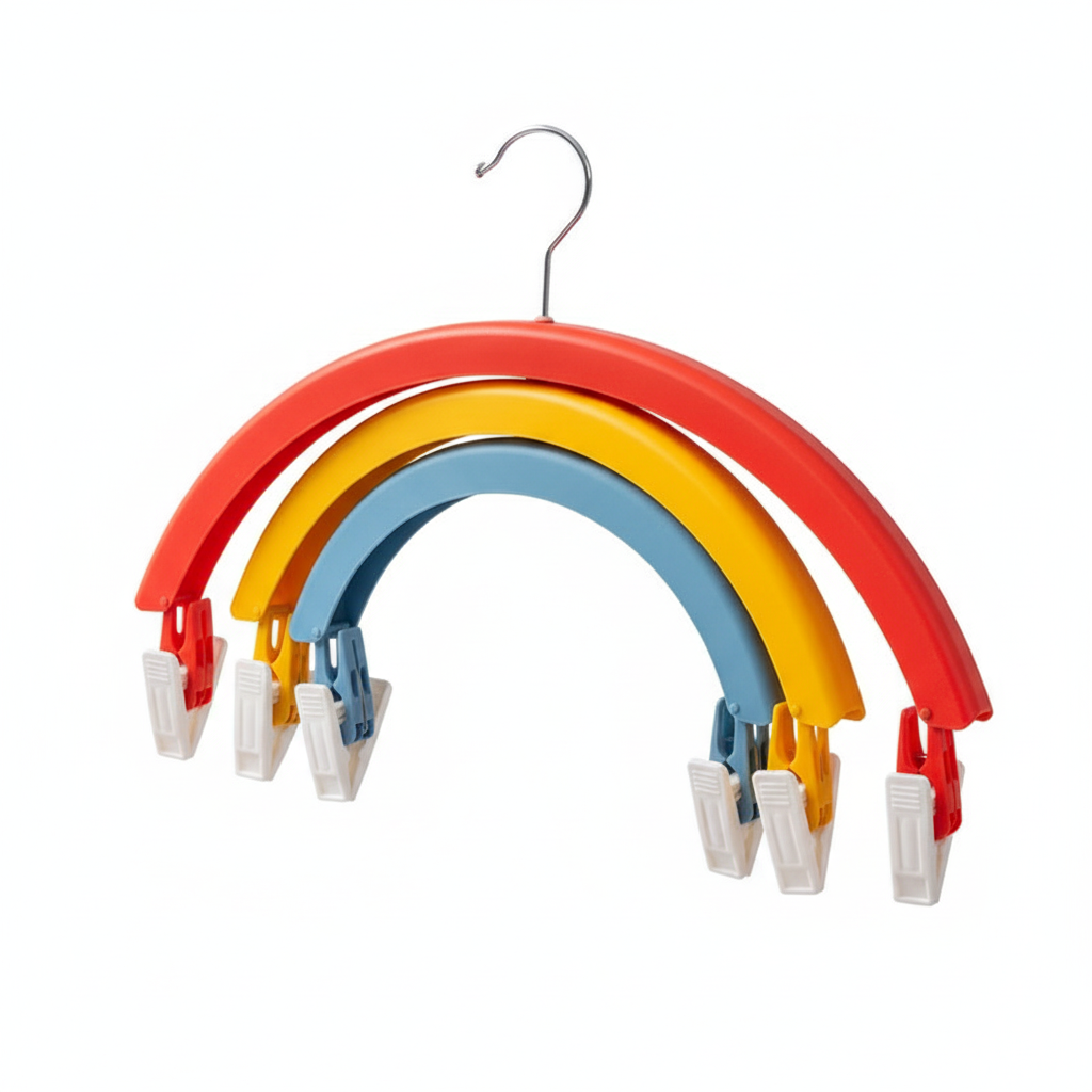 Clothes Rack Creative Rainbow Rotating Racks Multifunctional Three-layer Bed Sheet Drying Rack Clothes Hanger With Pants Clip