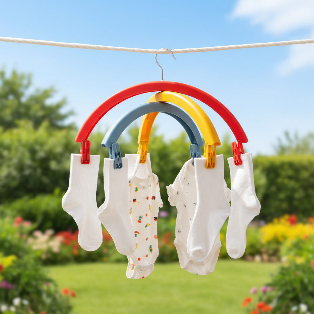 Clothes Rack Creative Rainbow Rotating Racks Multifunctional Three-layer Bed Sheet Drying Rack Clothes Hanger With Pants Clip