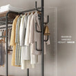 Coat Rack Movable Double Tier - Floor Standing Clothes Rail with Wheels for Bedroom Storage