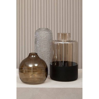 Colbie Large Embossed Grey Glass Vase