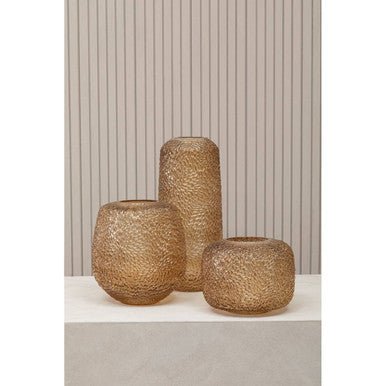 Colbie Small Embossed Amber Glass Vase