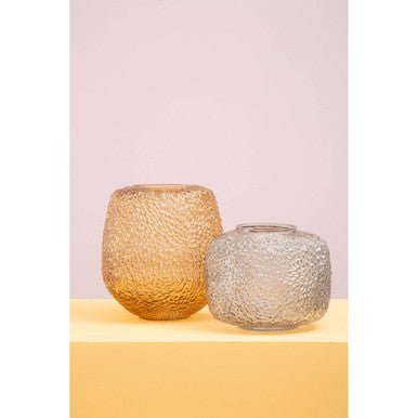 Colbie Small Embossed Grey Glass Vase