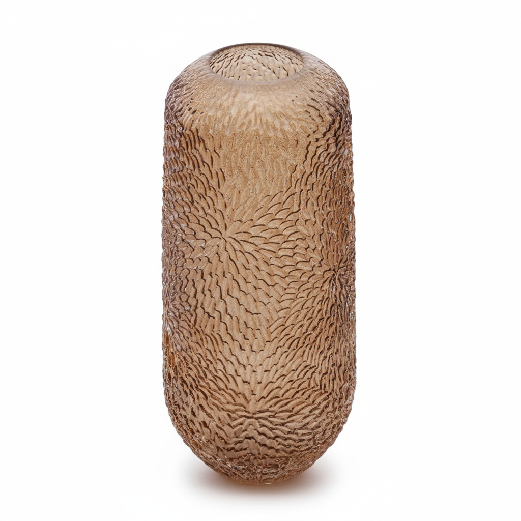 Colbie Large Embossed Amber Glass Vase