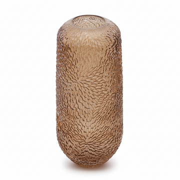 Colbie Large Embossed Amber Glass Vase