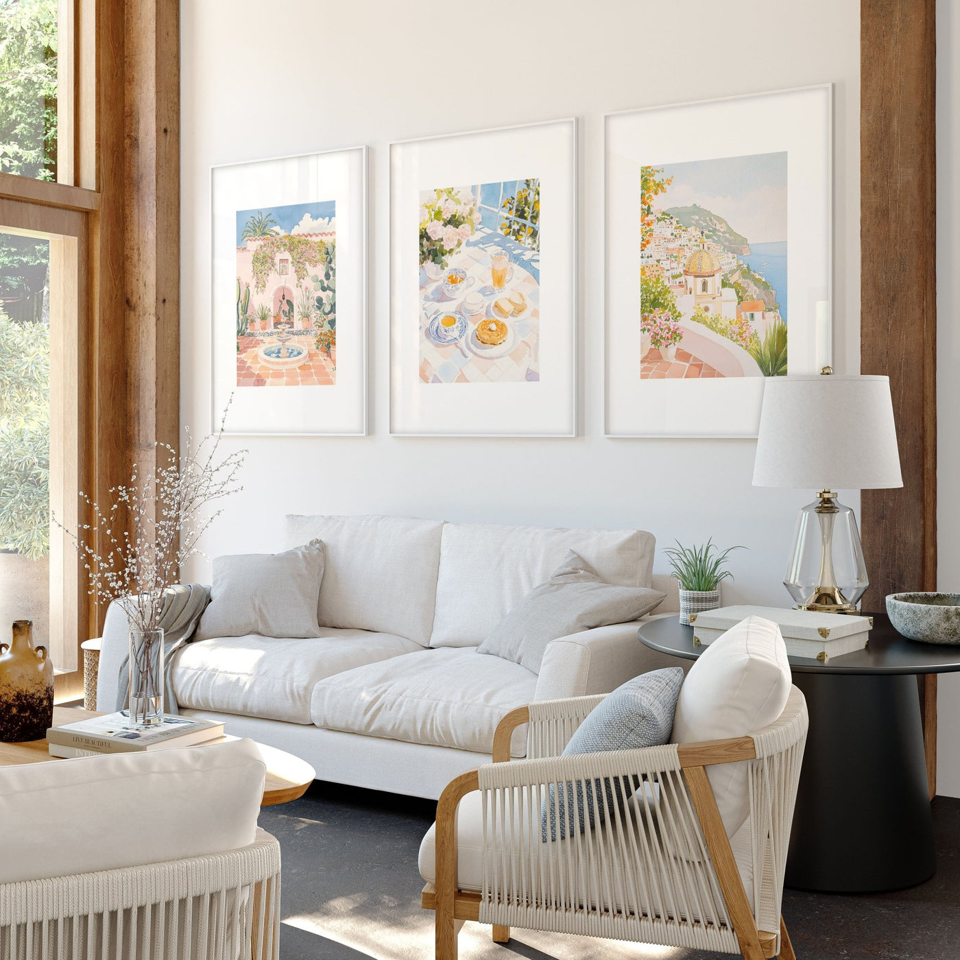 Color Painting For Living Room | Set of 3 Beach Decor Wall art Prints