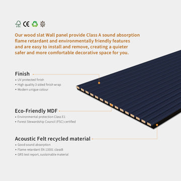 Coloured Acoustic Slatted Wall Panels