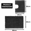 Como 2 Piece Black Bath Mat & Pedestal Set Non - Slip Super Absorbent Cotton Bathroom Mats