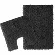 Como 2 Piece Black Bath Mat & Pedestal Set Non - Slip Super Absorbent Cotton Bathroom Mats