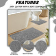 Como 2 Piece Grey Bath Mat & Pedestal Set Non - Slip Super Absorbent Cotton Bathroom Mats