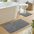 Como 2 Piece Grey Bath Mat & Pedestal Set Non - Slip Super Absorbent Cotton Bathroom Mats