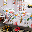 Construction Vehicle Vibrant Kids Duvet Set with Matching Pillowcase Optional Curtains Cotton Blend Bedding for Boys Bedrooms