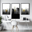 Contemporary Art For Walls | Set of 3 Urban Skyscrapers Wall art Prints