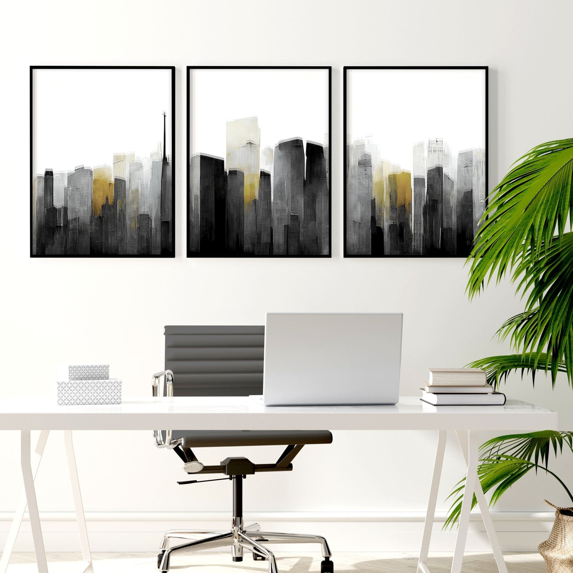 Contemporary Art For Walls | Set of 3 Urban Skyscrapers Wall art Prints