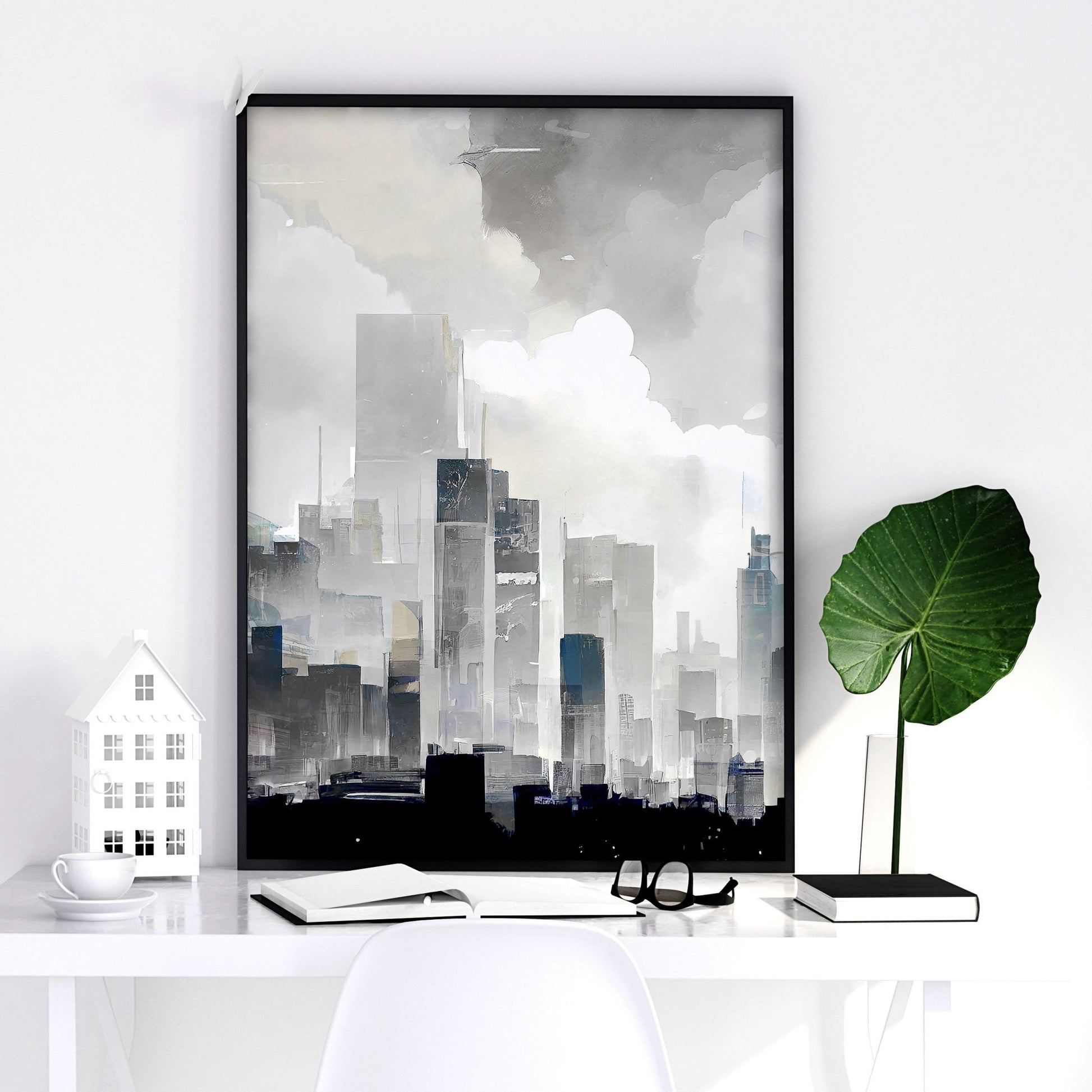 Contemporary Art Wall Decor | Set of 3 Urban Skyscrapers Wall art Prints