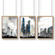 Contemporary Art Wall Decor | Set of 3 Urban Skyscrapers Wall art Prints