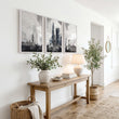 Contemporary Wall Decor Paris Skyline Watercolour Grey Art wall art displayed on a wall in a styled room