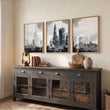 Contemporary Wall Decor Paris Skyline Watercolour Grey Art wall art displayed on a wall in a styled room — view 5